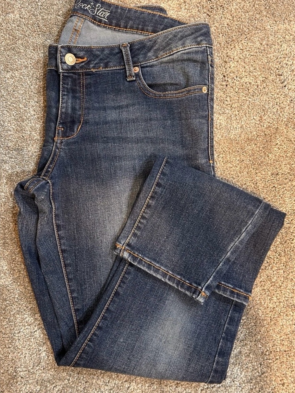 Old Navy Jeans Womens Size 12 Dark Faded Wash Mid-Rise Rockstar Skinny Stretch